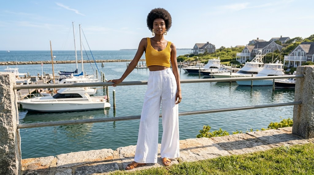 Mustard Yellow Crochet Top & Wide-Leg Pants